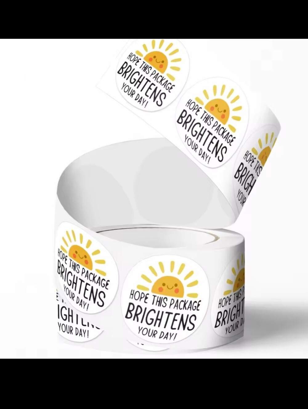 150 Pcs | Round Sun 'Hope This Package Brightens Your Day' Sticker